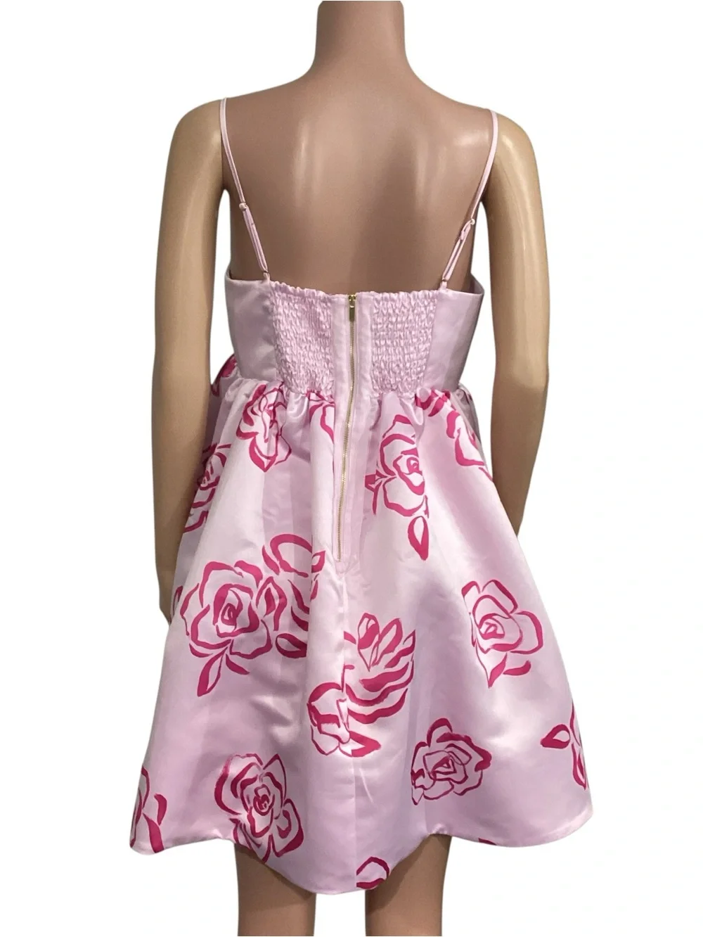Maeve Babydoll Mini Dress Pink Combo Floral Roses Fit & Flare size Medium Read - Picture 5 of 12